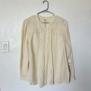 a.n.a elegant Cream and gold long sleeve Blouse size 1X new with tags